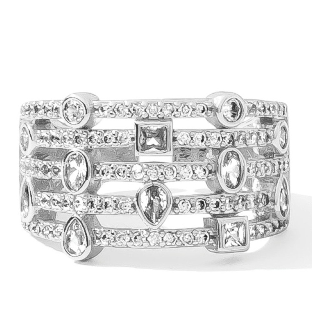 NEW Splendid Iris All that Shimmers, Dazzling Silver Pave Statement Ring